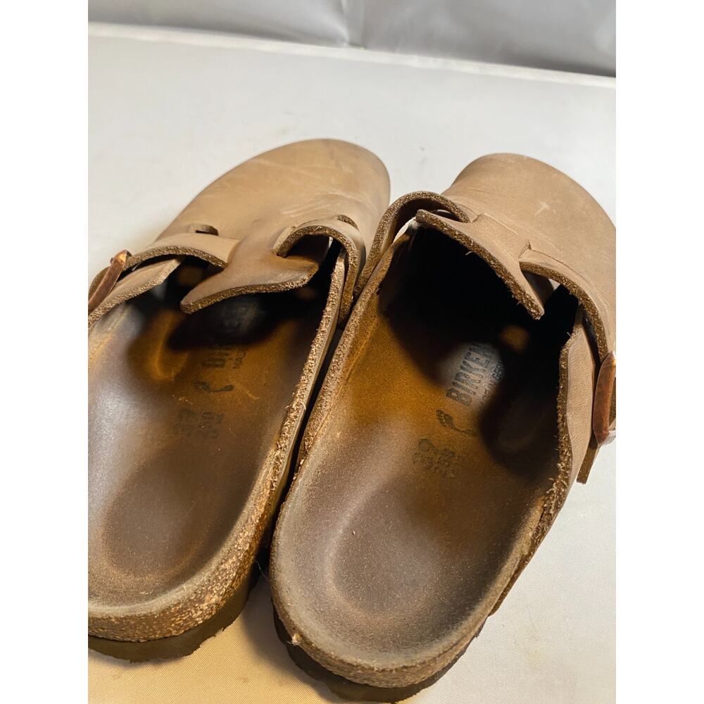 Birkenstock Boston Tobacco Brown Leather SoftFootbed Clog 39 - Picture 4 of 5